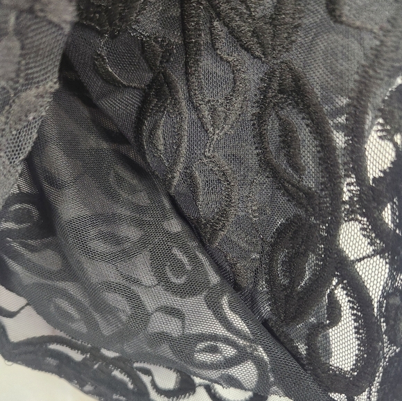 Johnny Was Jade Boho Preppy Astrid Lace Mesh Sheer Embroidered Tee in Black XXS - Picture 9 of 11